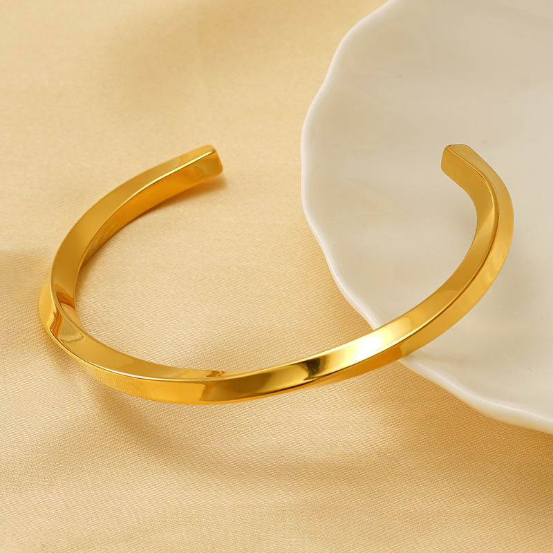 1 piece simple series simple stainless steel gold plated unisex bangles